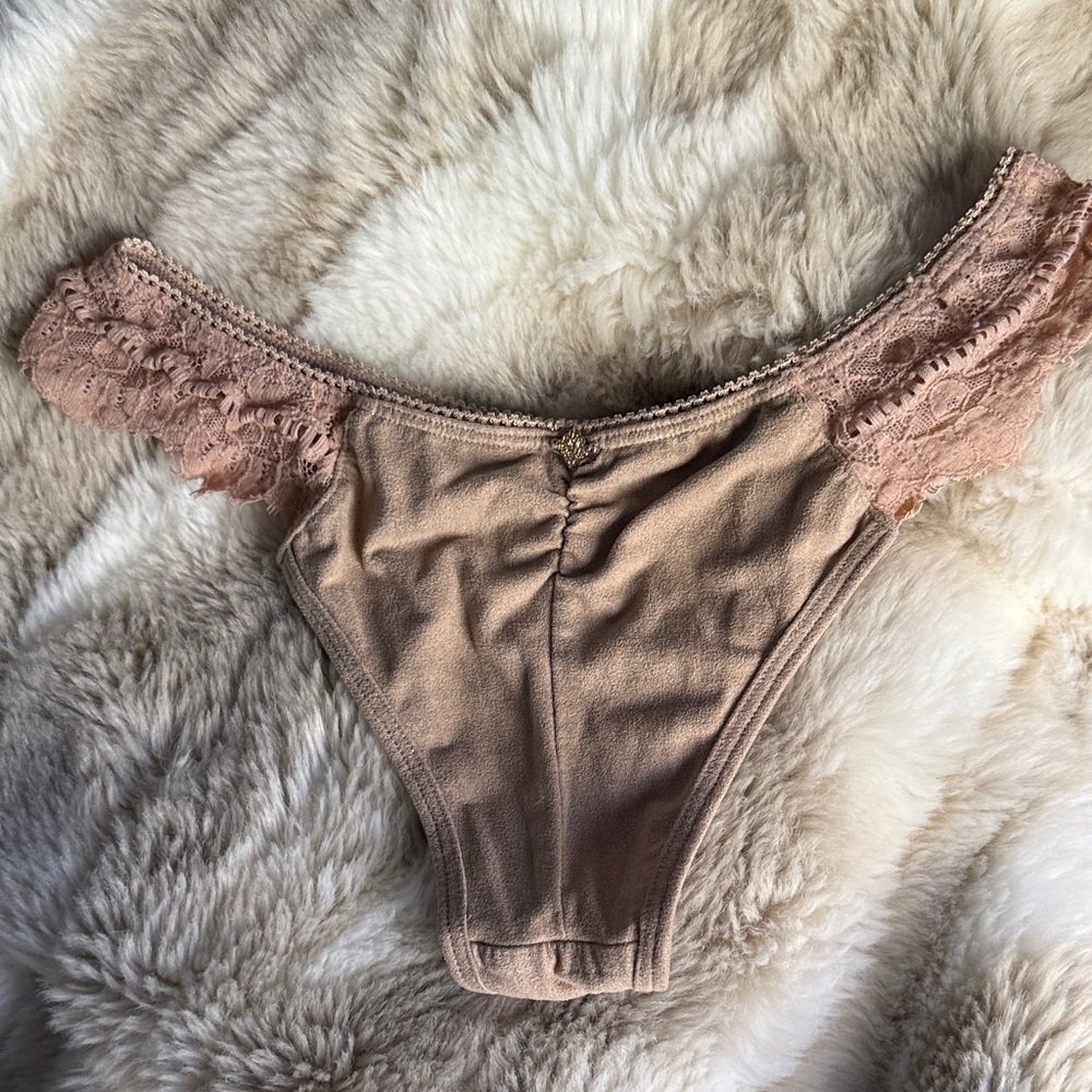 La Petite Coquette Suede And Lace Cheeky Panty